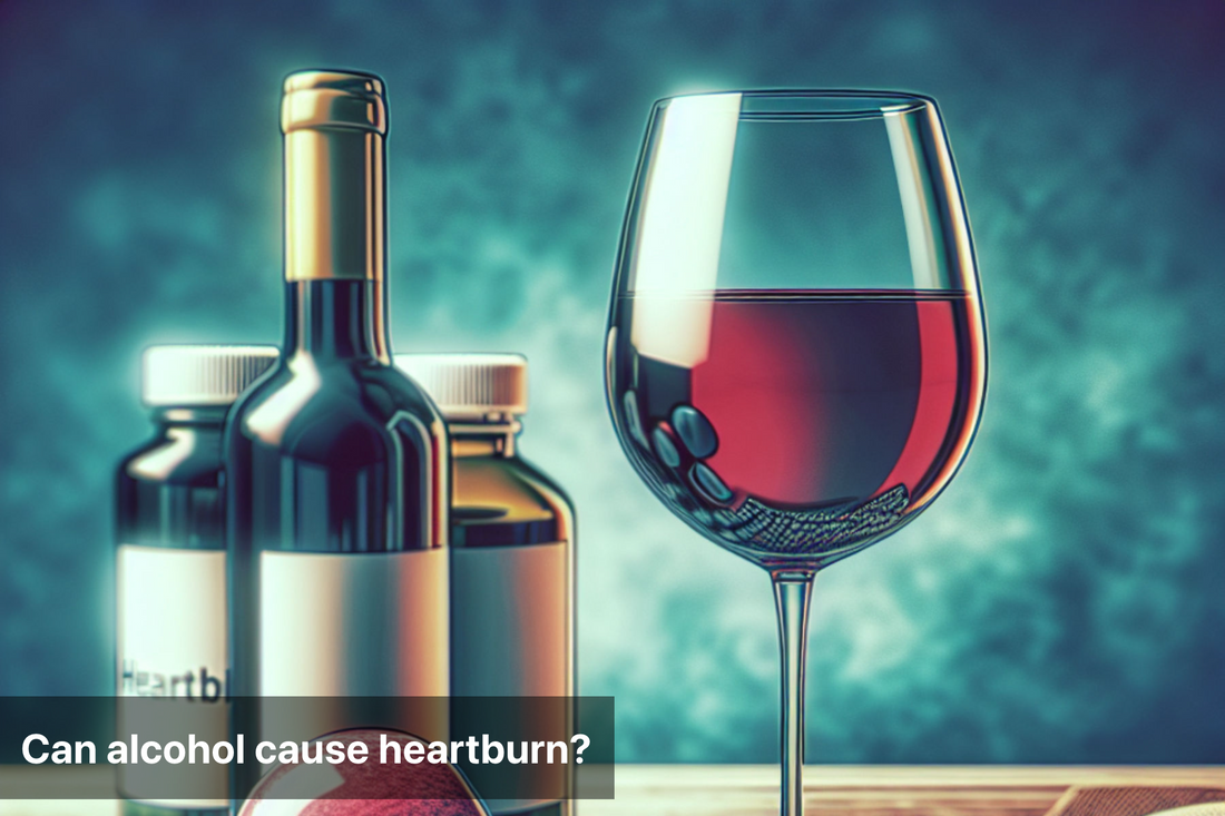 Wine glass and bottles, exploring the link between alcohol and heartburn