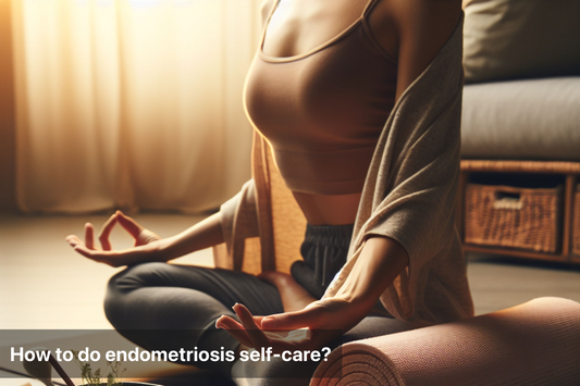 Woman practicing yoga as part of endometriosis self-care routine