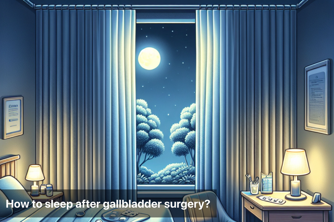 A serene bedroom at night illustrating sleep comfort after gallbladder surgery.