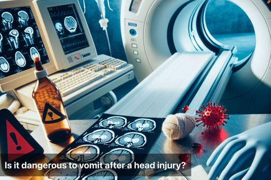 CT scan machine and brain scans related to head injuries.