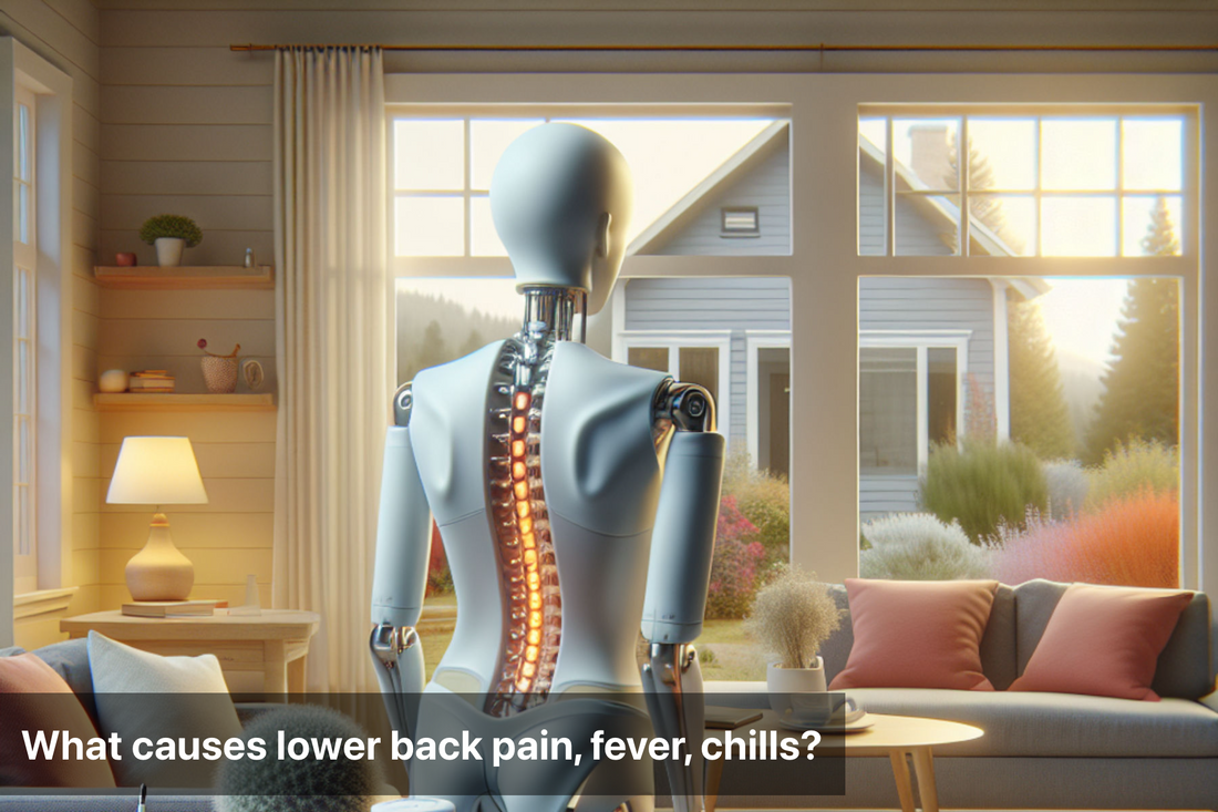 Illustration of a humanoid figure with a spine in a cozy living room