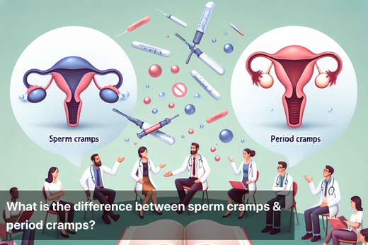 Illustration depicting sperm cramps vs period cramps comparison