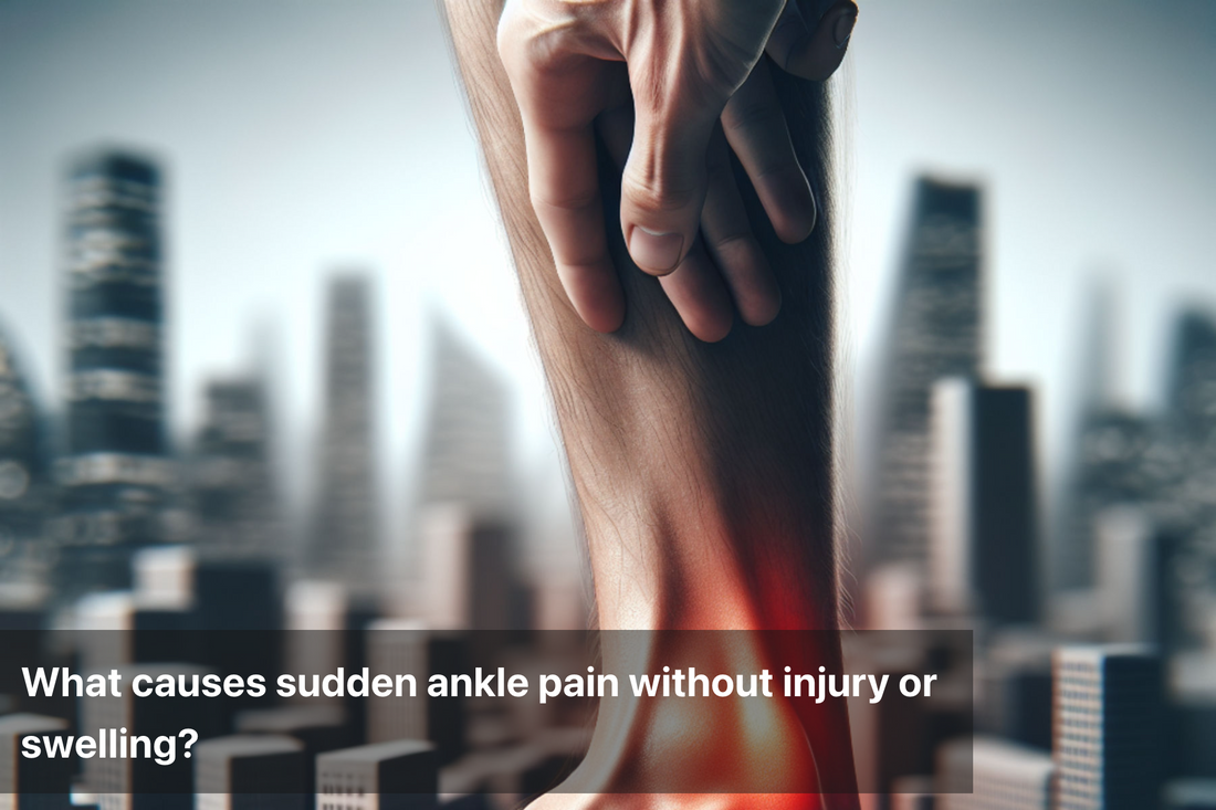 A hand gripping an ankle to illustrate sudden pain.